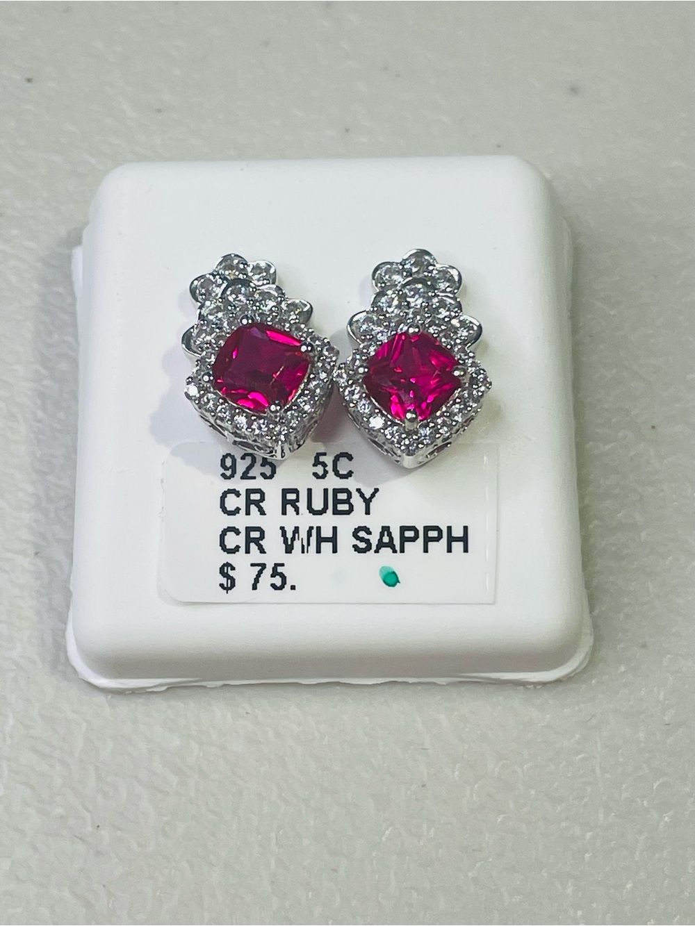 NWT STERLING SILVER & CR RUBY, SAPPHIRE EARRINGS 925 5 ct. Royalcore